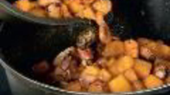 азербайджанский плов с бараниной, тыквой и каштанами