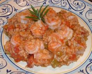 Джамбалайя с рыбой и креветками