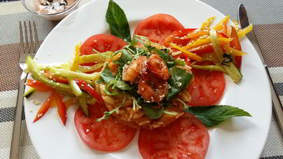 Имбирный плов с креветками