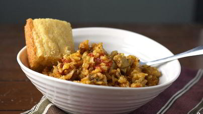 Паэлья с курицей и грибами