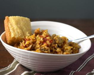 Паэлья с курицей и грибами