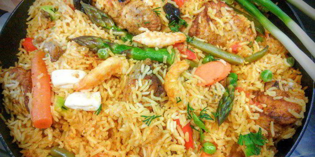 Рецепт паэлья с курицей и морепродуктами