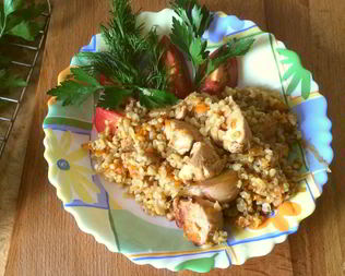 Плов из булгура с куриной грудкой