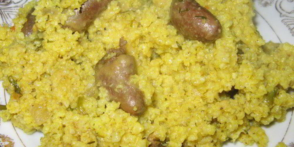 Рецепт плов из пшена с куриными сердечками