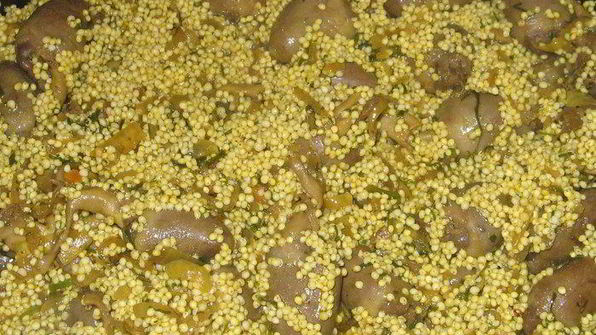 плов из пшена с куриными сердечками