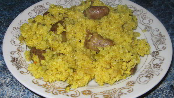 плов из пшена с куриными сердечками