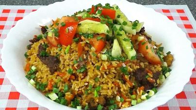 Плов в сковороде вок