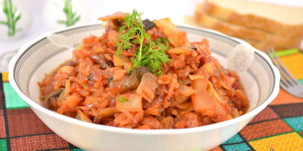 Рецепт овощное рагу с рисом и шампиньонами в мультиварке