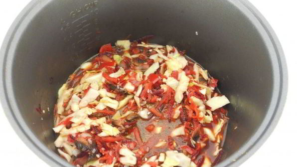 овощное рагу с рисом и шампиньонами в мультиварке