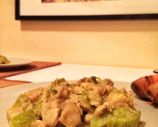 Рагу из кабачков и грибов с кефиром