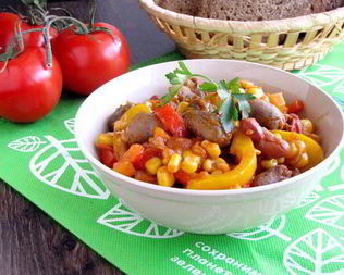 Рагу из куриных сердечек в мексиканском стиле