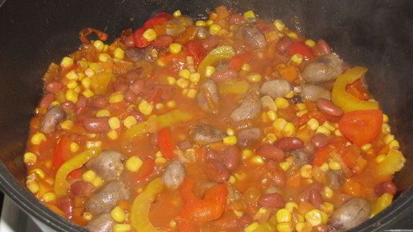 рагу из куриных сердечек в мексиканском стиле