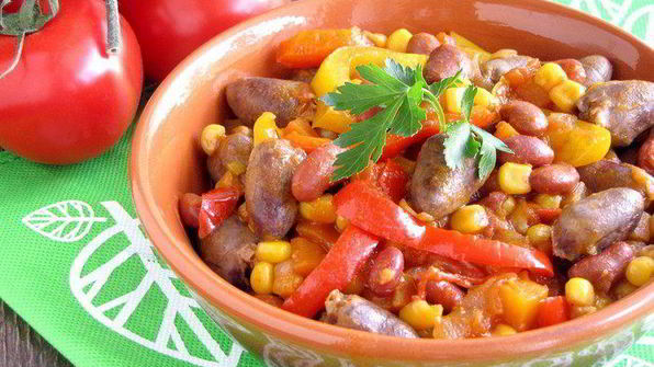 рагу из куриных сердечек в мексиканском стиле