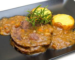 Рагу из морского черта с полентой