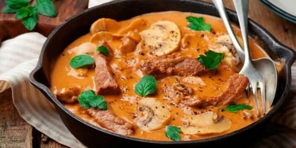 Рецепт рагу из телятины с грибами