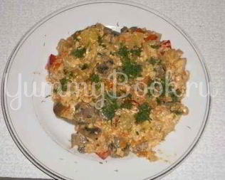 Рагу овощное с грибами и куриной печенью