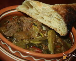 Рагу с говядиной и овощами, запеченными на мангале