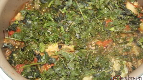 рагу с говядиной и овощами, запеченными на мангале