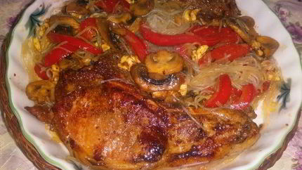 Рисовая лапша с мясом и овощами