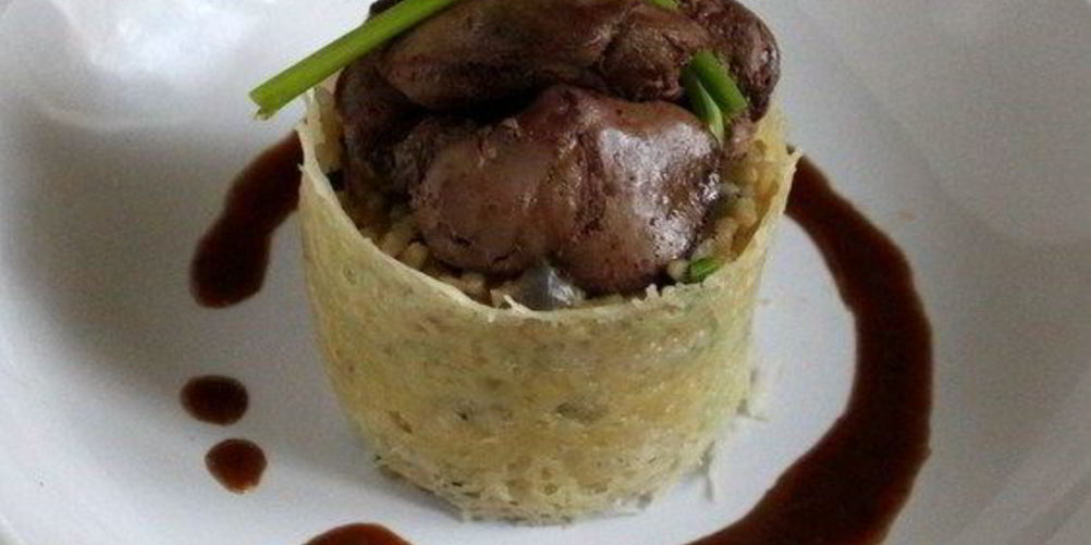 Рецепт куриная печень с шафрановым ризотто