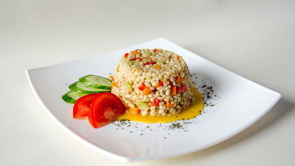 ризотто из перловки с овощами