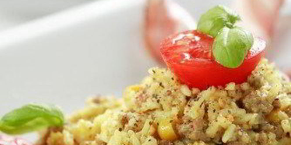 Рецепт ризотто с беконом, базиликом и жареными томатами