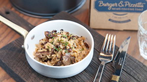 ризотто с говядиной и вешенками