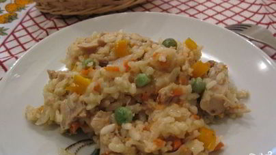 Ризотто с курицей и овощами