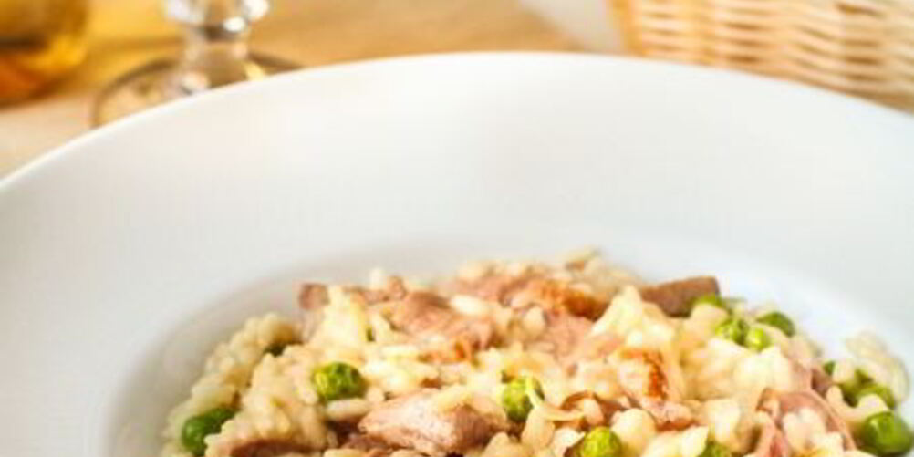 Рецепт ризотто с уткой и молодым горошком