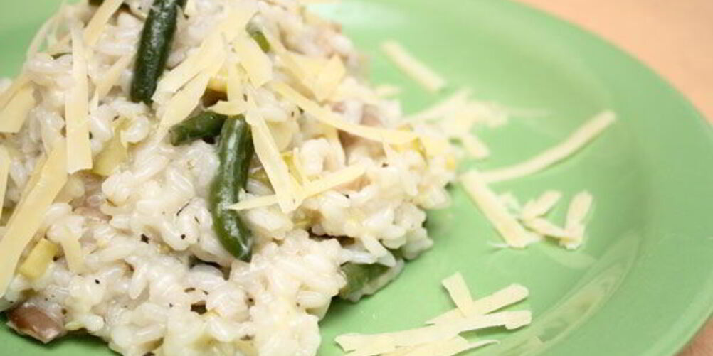 Рецепт зеленое ризотто с грибами