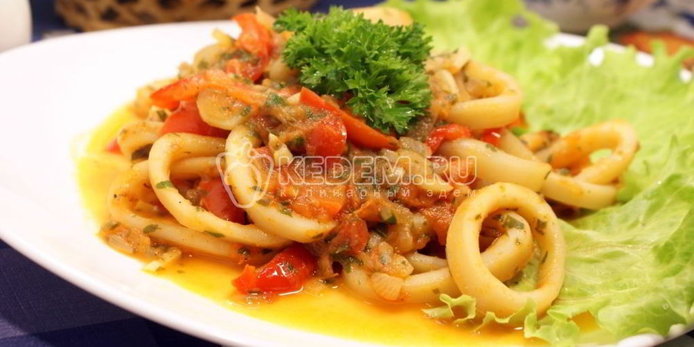 Рецепт кальмары тушеные с овощами