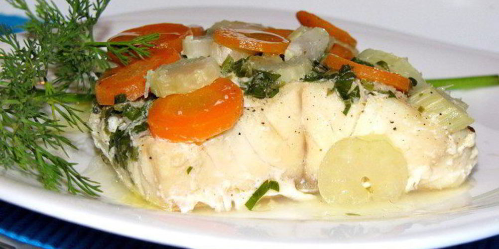 Рецепт палтус с овощами, запеченный в фольге