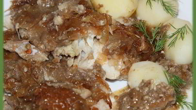 Рыба под баклажановой шубкой