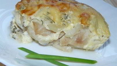 Рыба с сыром в сметане