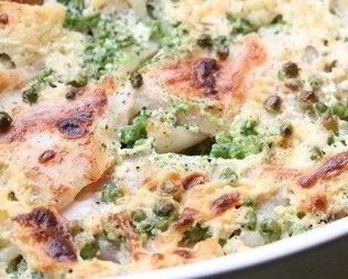 Рыба запеченная в сливках с брокколи