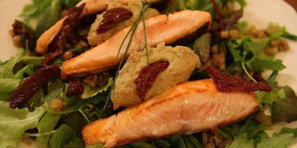 Рецепт семга с баклажанным пюре