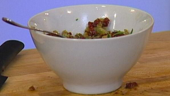 семга с баклажанным пюре