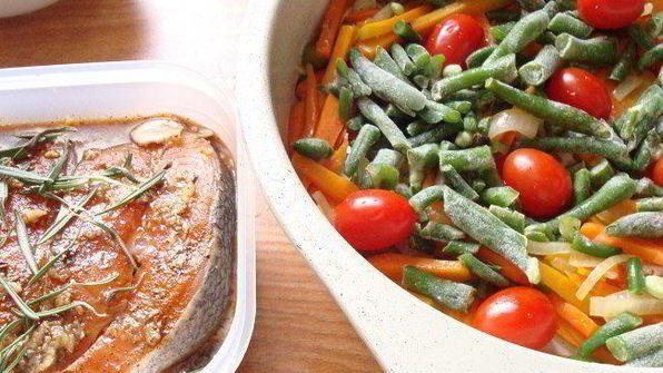 семга с овощами в соусе терияки