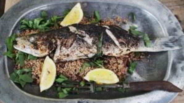 сибас на гриле