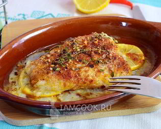 Треска, запеченная по-гречески