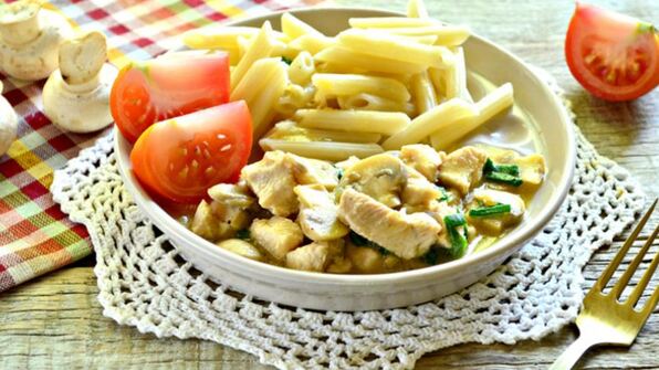 тушеная цесарка с шампиньонами