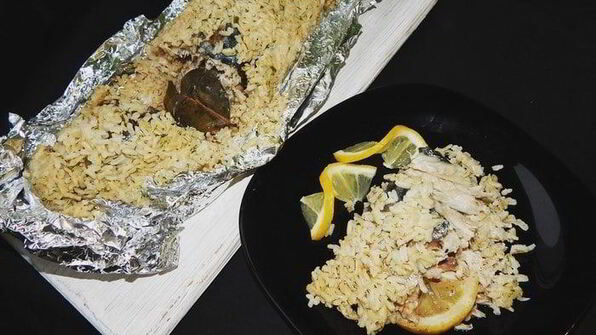 запеченная скумбрия в рисовой шубке