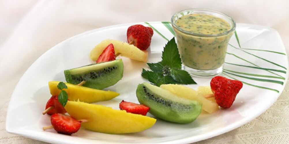 Рецепт фруктовые шашлычки с соусом из манго