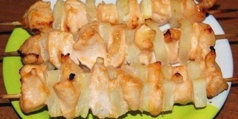 Рецепт куриные шашлыки с ананасами в духовке