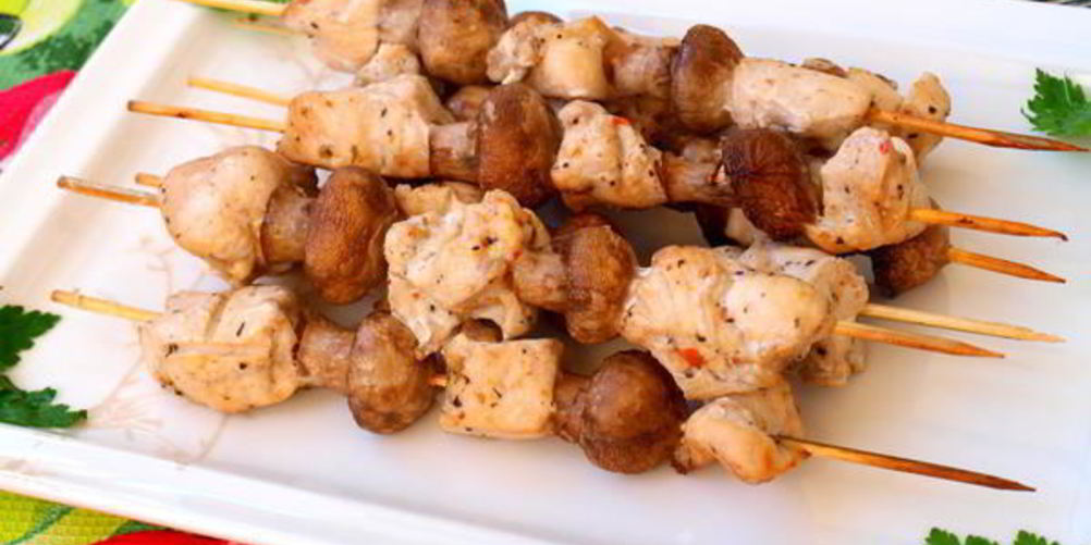 Рецепт куриные шашлыки с шампиньонами в духовке