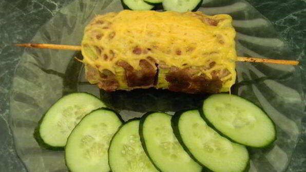шашлычки — кабачки с фаршем