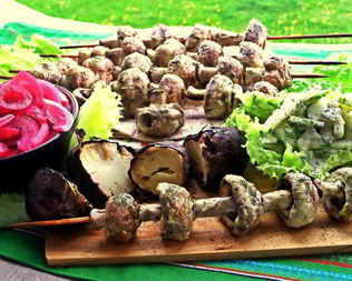 Шашлык грибы в сметане