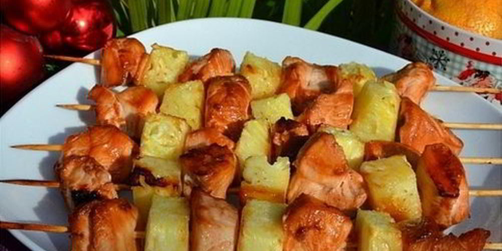 Рецепт шашлык из курицы с ананасом в духовке