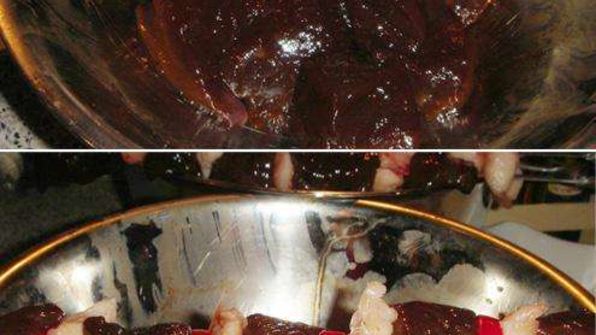 шашлык из печени с салом