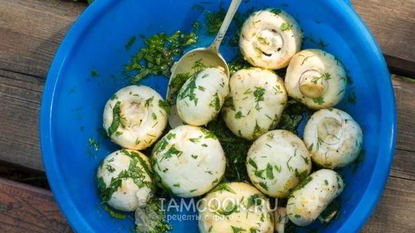 шашлык из шампиньонов с картофелем